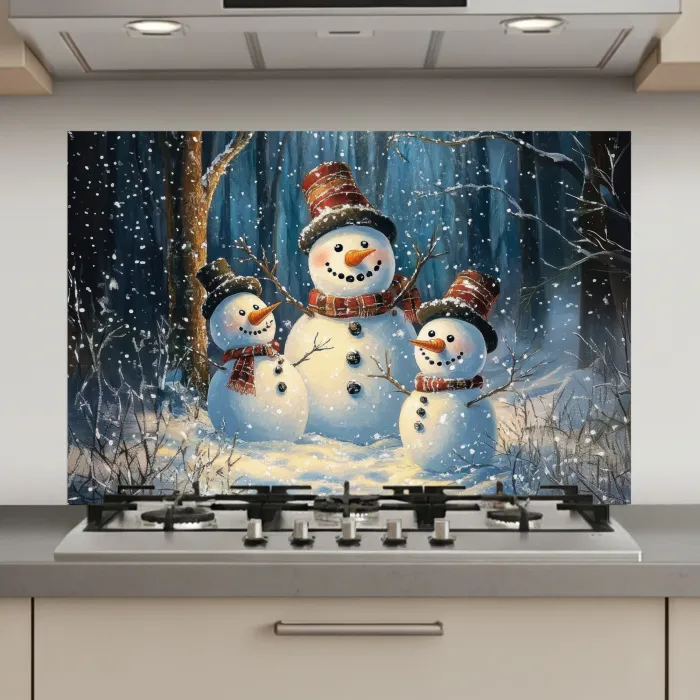 Sneeuwpop - Sneeuw - Winter - Bos keuken achterwand spatscherm klein -3d_website