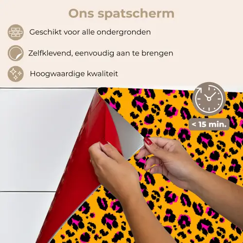 Oranje - Roze - Panterprint keuken achterwand spatscherm klein 900 -spatscherm_NL