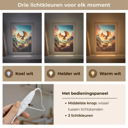 Draak - Auto - Bergen - Vuur Light Box met kabel klein -USP_lichtkleurNL