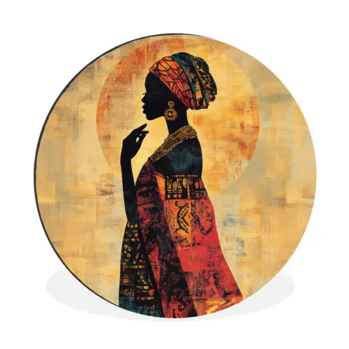 Vrouw - Silhouet - Patronen - Sierlijk Wandcirkel aluminium klein -3d