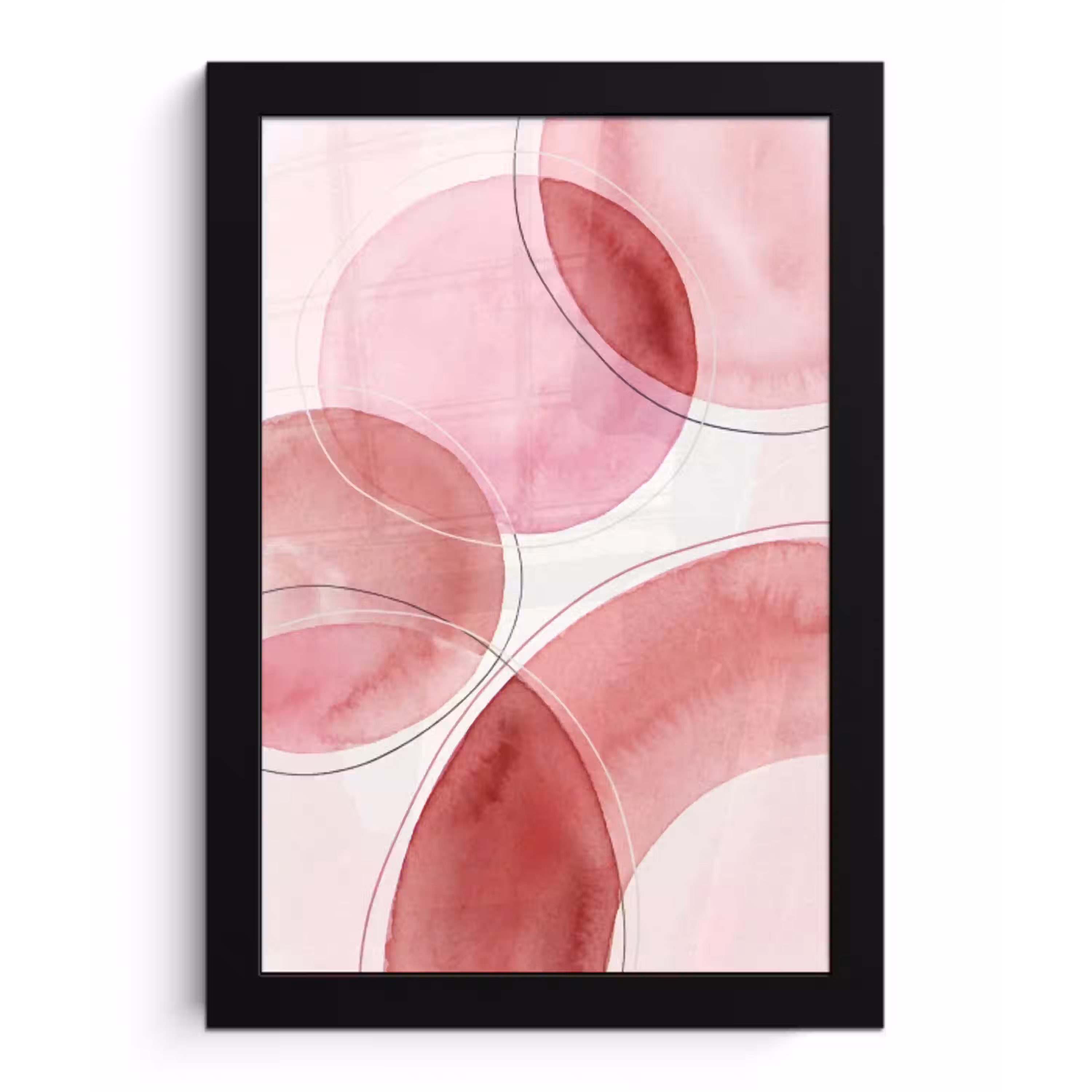 Abstract - Cirkels - Modern - Roze - Kunst fotolijst zwart zonder passe partout klein -3d