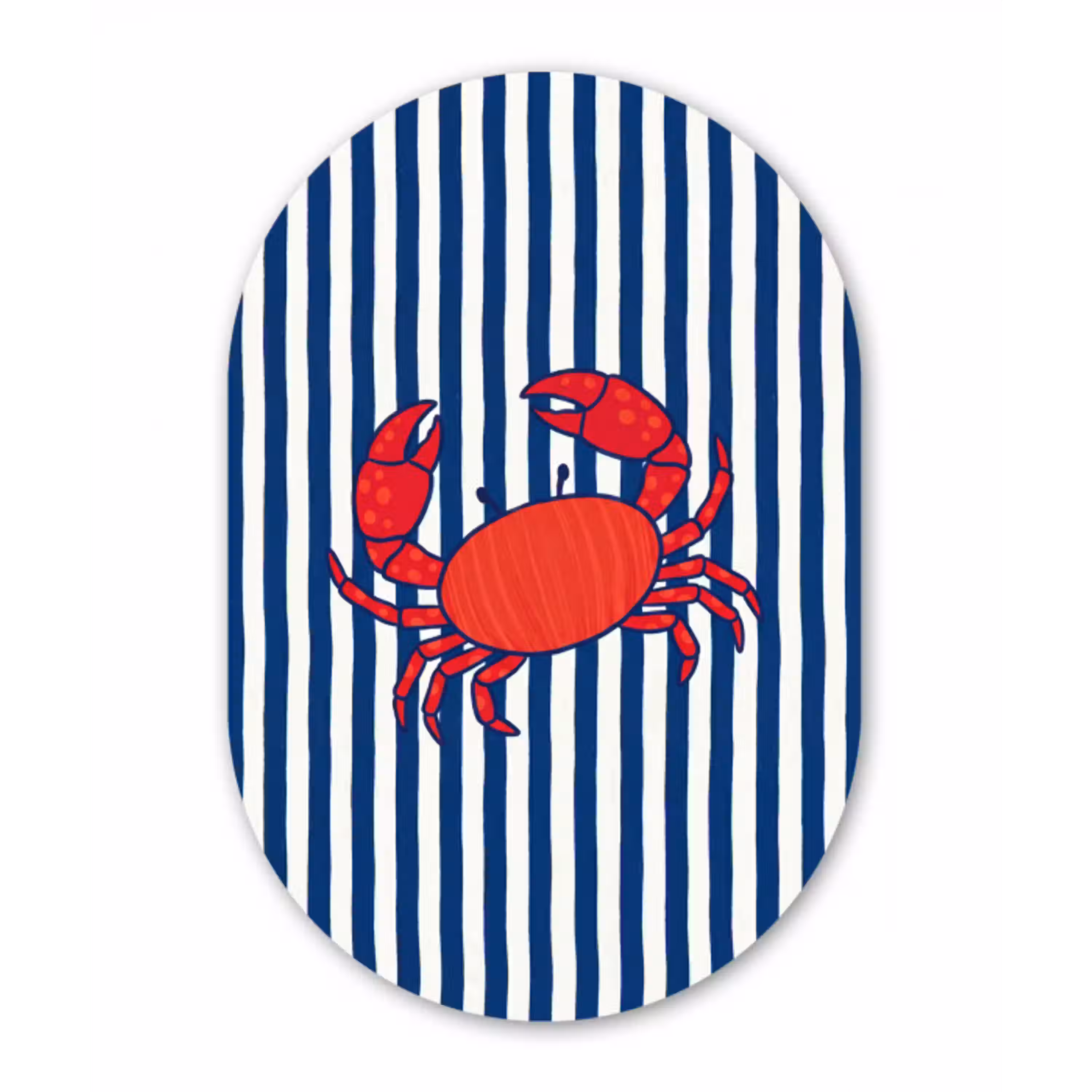 Krab - Strepen - Zeeleven - Illustratie - Rood Wandcirkel Ovaal Aluminium middel -3d
