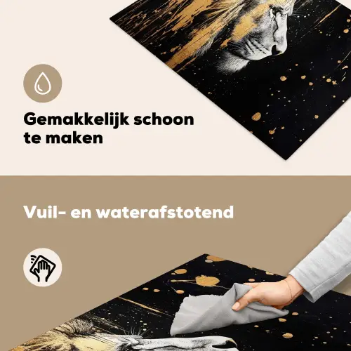 Portret - Leeuw - Abstract - Goud Inductie beschemer met haakjes klein -ky-schoon-nl