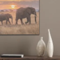 Olifanten - Savanne - Zonsondergang - Afrika - Warm PET vilt klein -sfeer6_closeup
