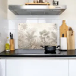 Jungle - Tropisch - Natuur -Vintage - Beige Inductie beschemer met haakjes klein -sfeer2