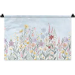 Weidebloemen - Illustratie - Kleurrijk Wandkleed katoen klein -zz3d