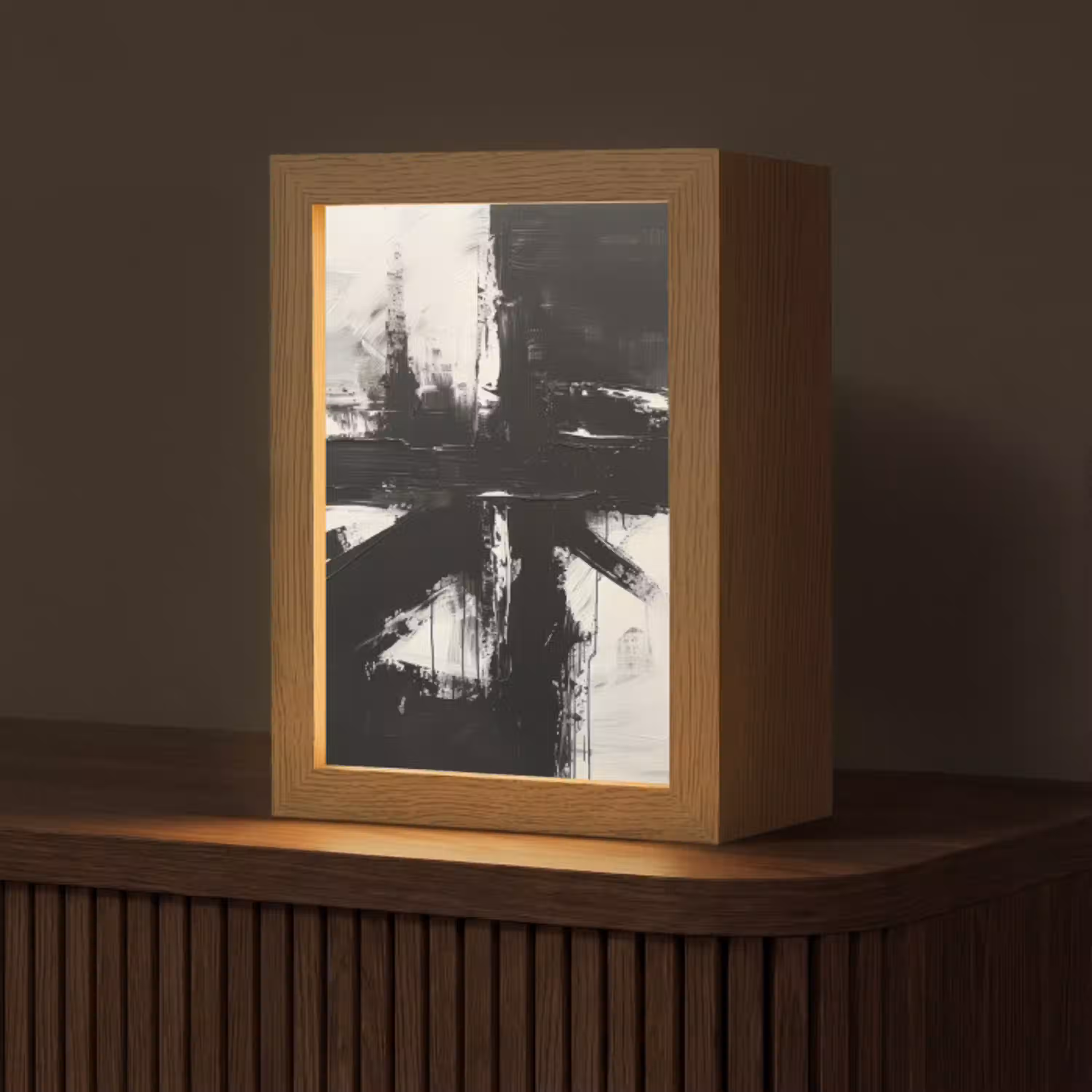 Modern - Zwart wit - Abstract - Kunst Light Box met kabel (Tafellamp) klein -z3d_website