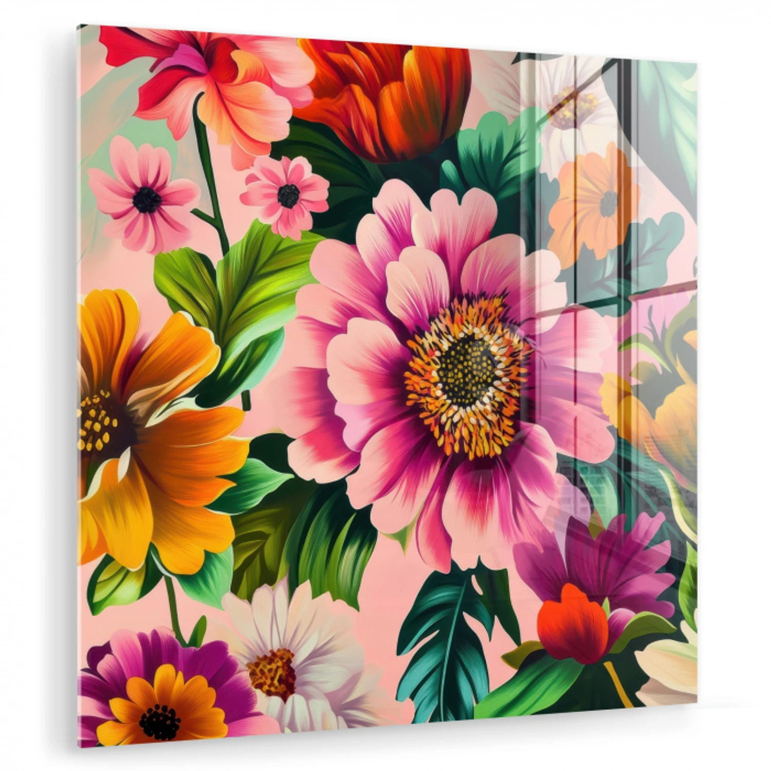 Bloemen - Kleurrijk - Roze plexiglas 5mm klein -zzzproduct_nieuw