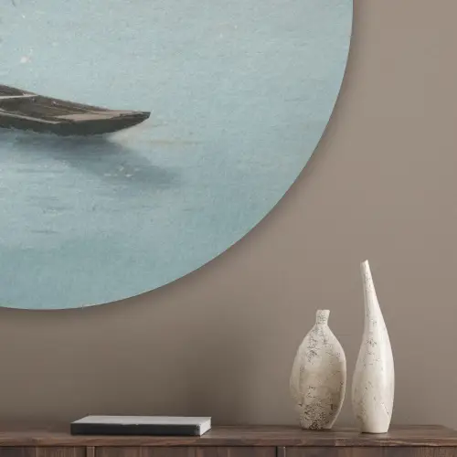Bloesems - Minimalistisch - Wateroppervlak - Boot Akoestische PET Vilt - Rond klein -sfeer5_closeup