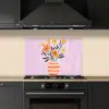 Vaas - Gestreept - Bloemen - Oranje keuken achterwand spatscherm klein -sfeer1