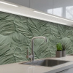 Bladeren - Textuur - Groen keuken achterwand 2 middel 871 -3d_schuin