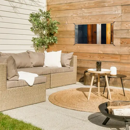 Hout - Planken - Donker - Warm tuinposter los doek klein -sfeer4