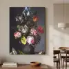 Bloemen in een vaas met schelpen en insecten - Balthasar van der Ast Textielframe - compleet frame klein -sfeer2