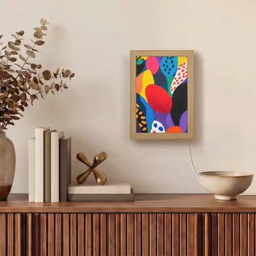 Bloemen - Bladeren - Abstract - Rood Light Box met kabel (Tafellamp) klein -sfeer2