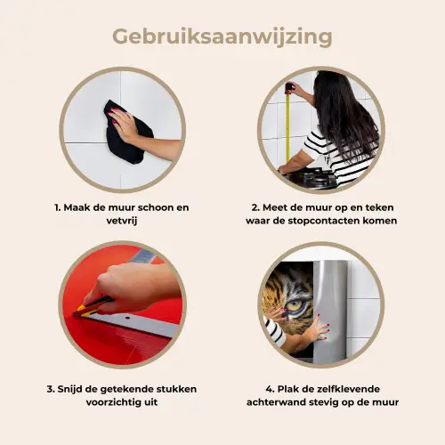 Tijger - Zwart - Dier keuken achterwand 2 middel -gebruiksaanwijzing_NL