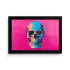 Neon - Blauw - Pop-art - Schedel fotolijst zwart zonder passe partout klein -3d