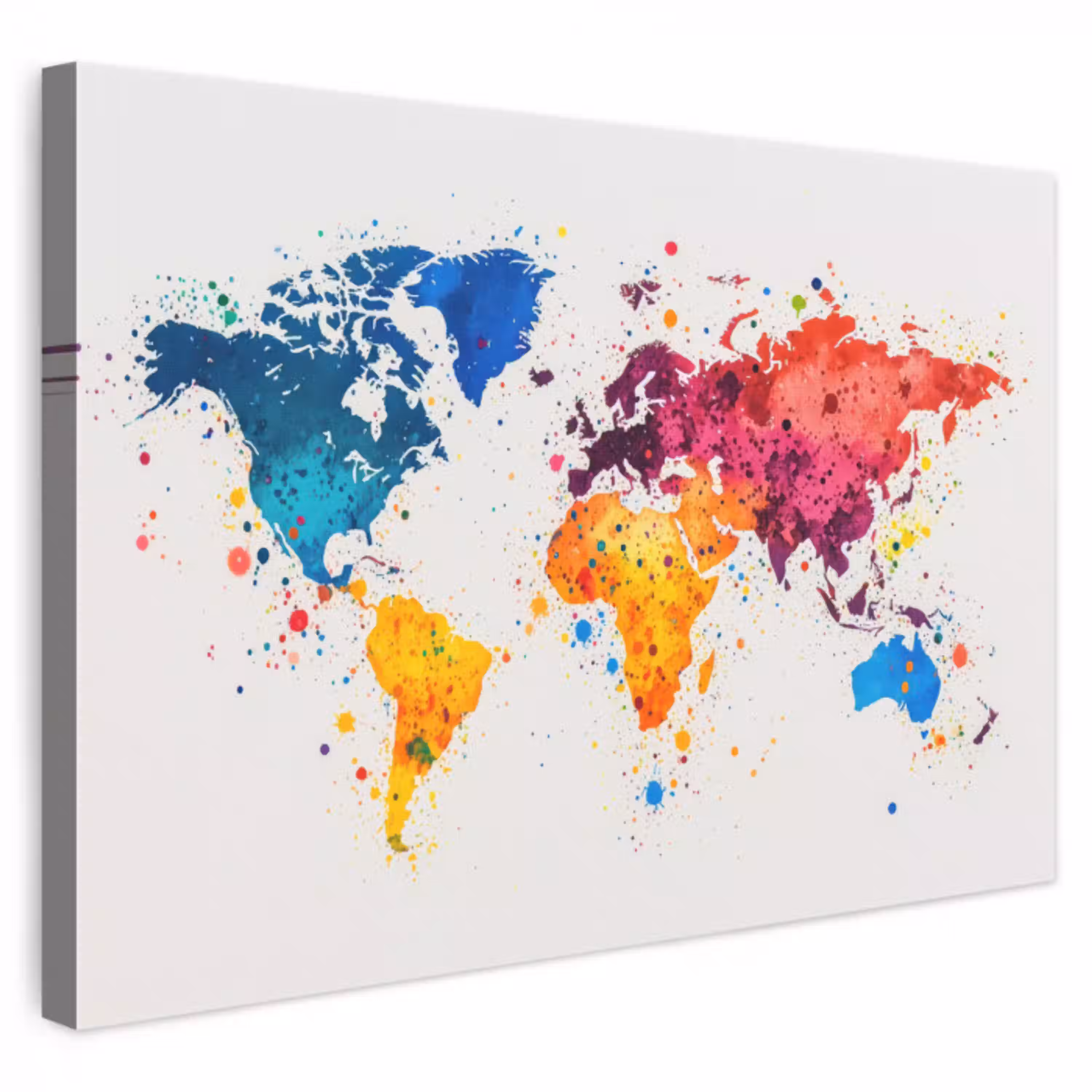 Wereldkaart - Graffiti - Kleurrijk canvas 2cm klein -3d