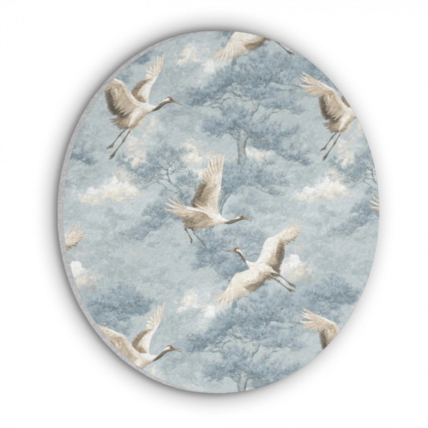 Wolken - Kraanvogels - Blauw Akoestische PET Vilt - Rond klein 838 -3d