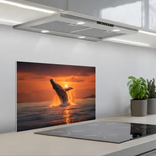 Walvis - Zon - Zee keuken achterwand spatscherm klein -3d_schuin