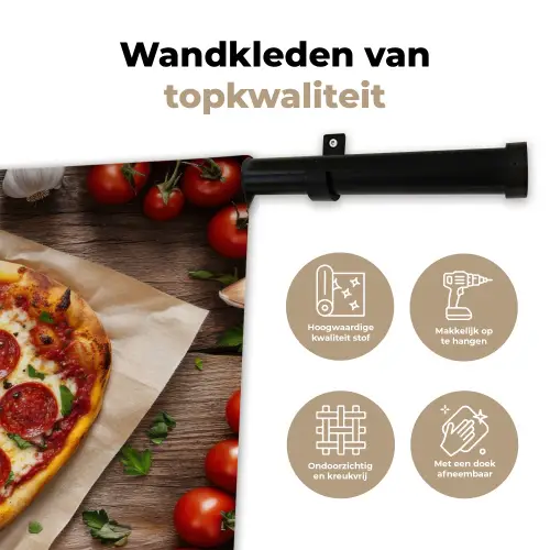 Pizza - Hart - Pepperoni - Tomaat Wandkleed katoen klein -sfeer2