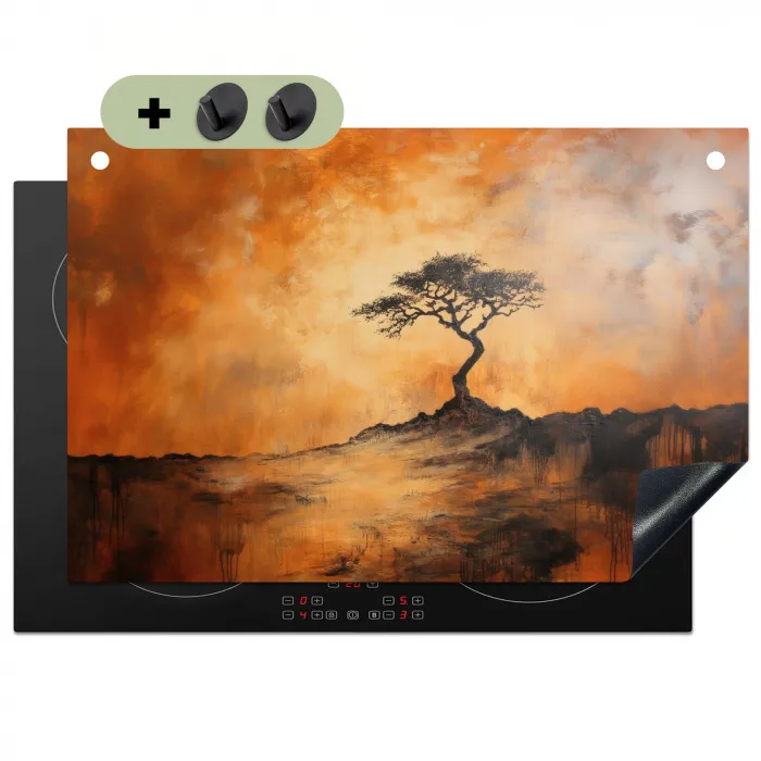 Boom - Landschap - Oranje Inductie beschemer met haakjes klein -3d