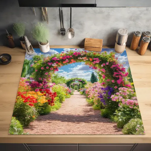 Doorkijk - Bloemen - Kleurrijk - Natuur Inductie beschermer vinyl 3mm middel -sfeer5