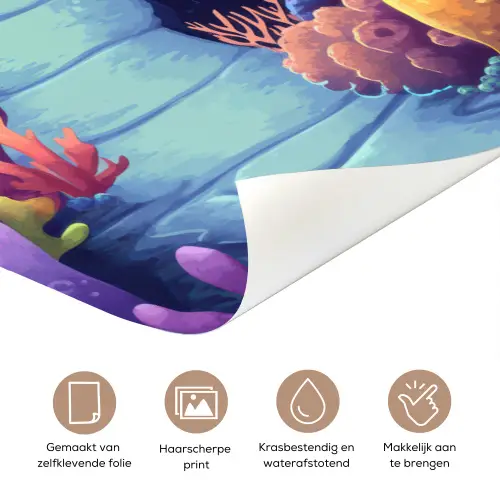 Onderwaterwereld - Grot - Zee - Blauw - Zeewier deurposter klein -closeup_NL