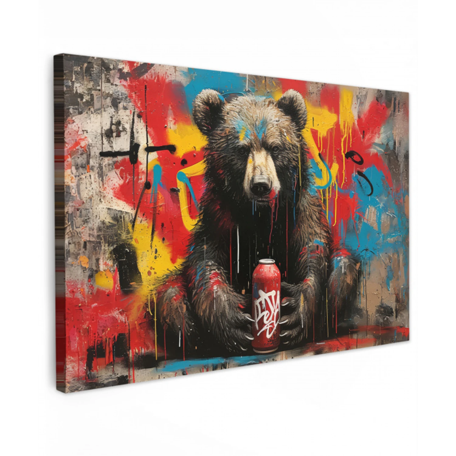 Graffiti - Beer - Fles - Muur - Street art canvas 2cm klein -z3d