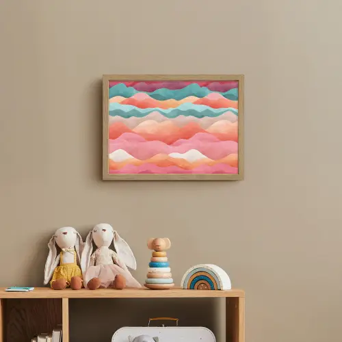 Golven - Kleurrijk - Abstract Light Box met batterij (Wandlamp kind) middel -sfeer2_kind