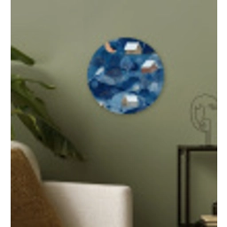 Huisjes - Vogels - Sneeuw - Winter - Blauw Wandcirkel kunststof plaat 5mm dik klein 188 -sfeer3
