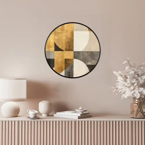 Abstract - Goud - Grijs - Vormen - Geometrisch Fotolijst rond zonder passe partout klein -sfeer3