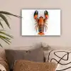 Kreeft - Zwart - Oranje - Wit - Uniek canvas 2cm klein -sfeer1
