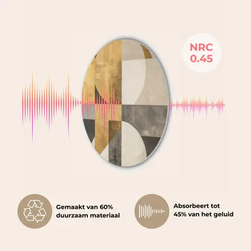 Abstract - Goud - Grijs - Vormen - Geometrisch Akoestische PET Vilt - Rond klein -USP_NL