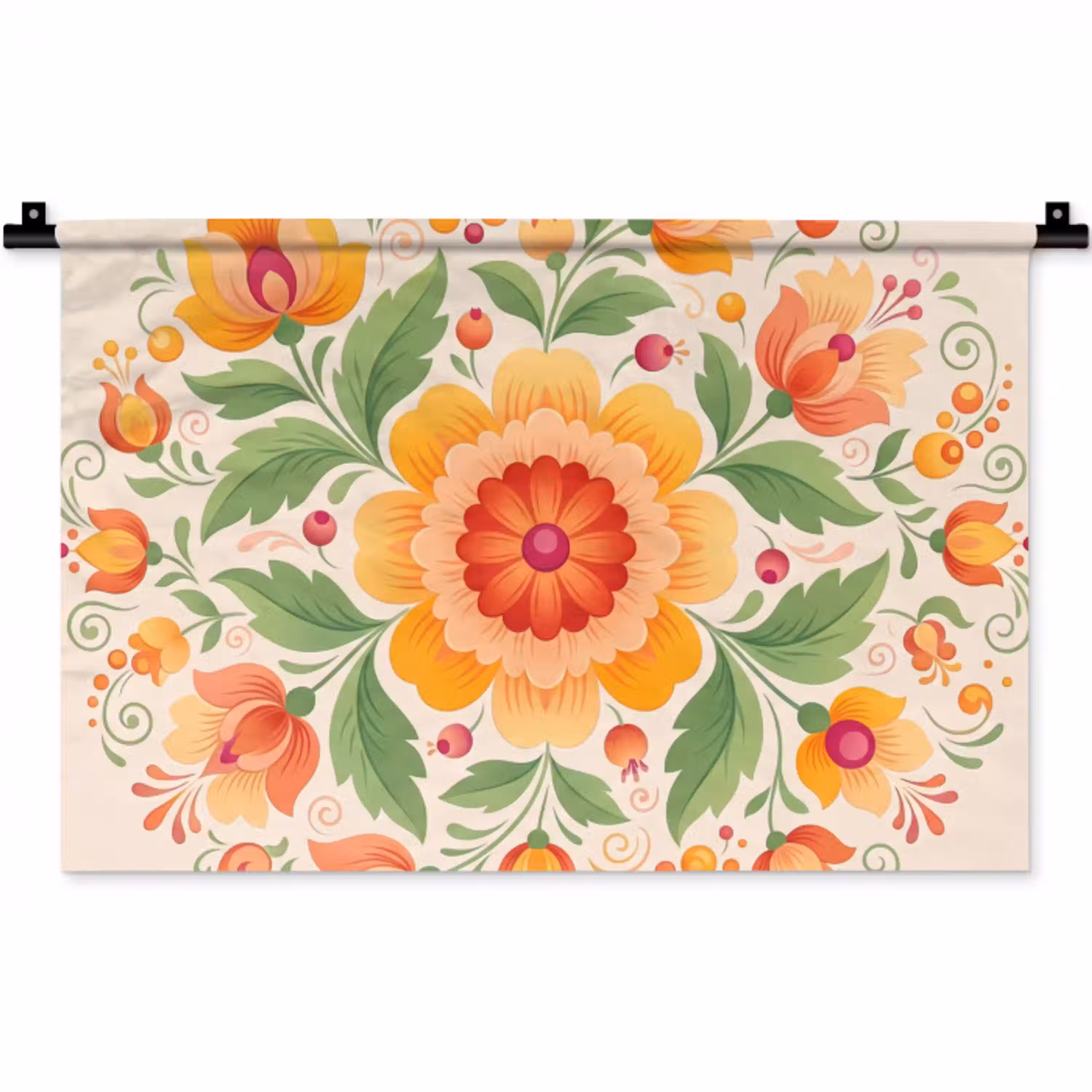 Bloemen - Patroon - Decoratief - Oranje Wandkleed katoen klein -zz3d