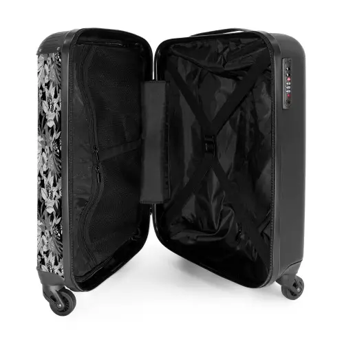 Tropisch vlinder patroon zwart wit NBS - Handbagage koffer - Kinderen Unisex middel -binnenkant