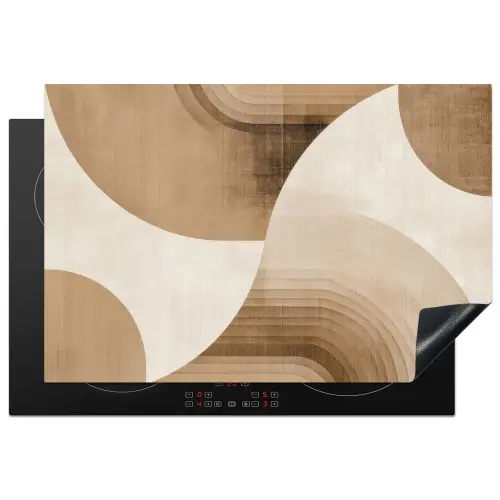 Retro - Geometrische lagen - Aardetinten Inductie beschermer vinyl 3mm klein -3d