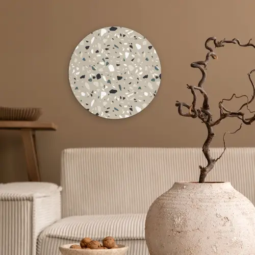 Terrazzo - Patroon - Groen Wandcirkel kunststof plaat 5mm dik klein 188 -sfeer1