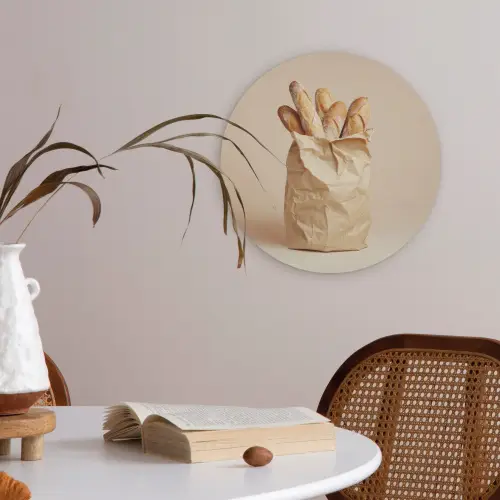Baguette - Brood - Stokbrood - Beige Akoestische PET Vilt - Rond klein -sfeer3
