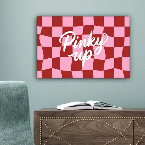 Pinky up - Geblokt - Bordeauxrood canvas 2cm klein -sfeer4