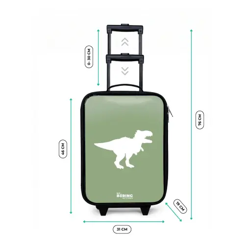 Groen met T-rex dino Kinderkoffer - Zwart klein -productfoto_formaten