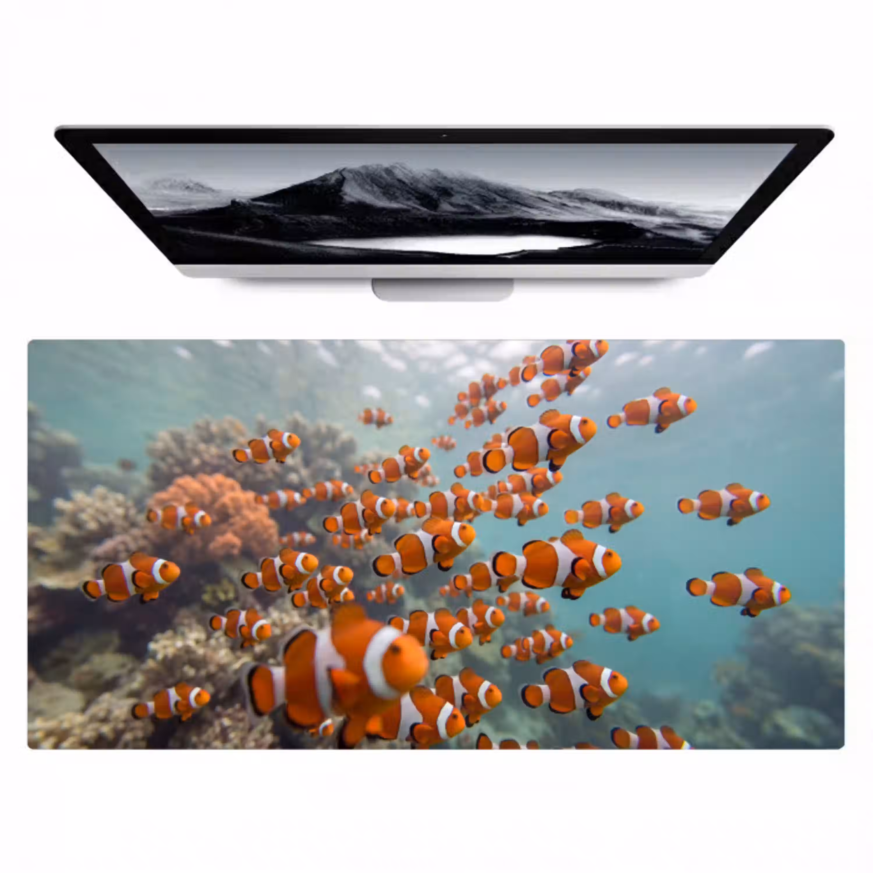 Vis - School - Onderwater - Dieren - Oranje Muismat XXL klein -zzz3d
