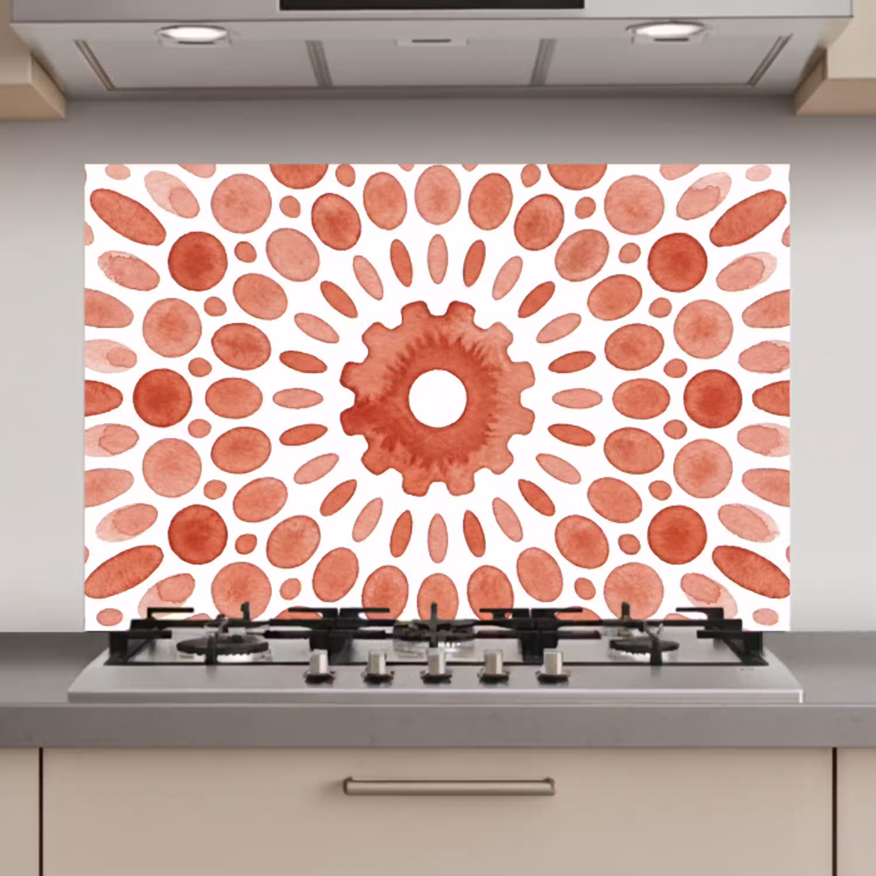 Patroon - Cirkels - Abstract - Modern - Rood keuken achterwand spatscherm klein -3d_website