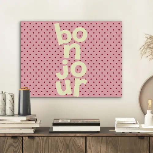 Bonjour - Stippen - Roze- Geel PET vilt klein -sfeer1