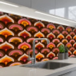 Patroon - Retro - Kleurrijk keuken achterwand 2 middel 871 -3d_schuin