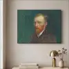 Kunst - Van Gogh - Oude meesters - Zelfportret Textielframe zwart klein -sfeer2