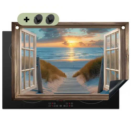 Doorkijk - Strand - Pad - Zonsondergang Inductie beschemer met haakjes klein -3d