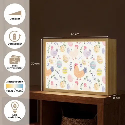 Patroon - Kip - Paaseieren Light Box met batterij (Wandlamp) middel -USP_websiteoverzichtNL