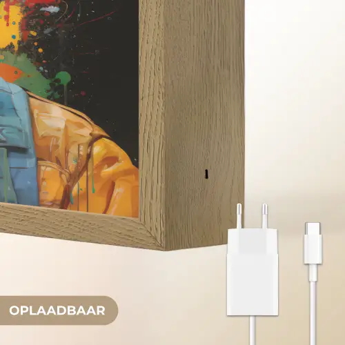 Chimpansee - Aap - dieren - Graffiti - Bril - Koptelefoon - Kleuren Light Box met batterij (Wandlamp) middel -USP_websiteoplaadbaarNL