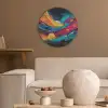 Banen - Golven - Kleurrijk - Abstract Akoestische PET Vilt - Rond klein -sfeer1