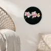 Orchidee - Bloemen - Zwart - Roze - Knoppen Wandcirkel kunststof plaat 5mm dik klein -sfeer5